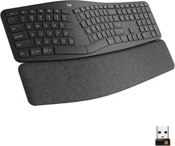 Teclado sem fio Logitech ERGO K860 com Layout de Teclado Dividido, Suporte para Descanso de Pulso, Tecido Resistente a Manchas, Conexão Bluetooth e USB - Compatível com Windows e Mac.