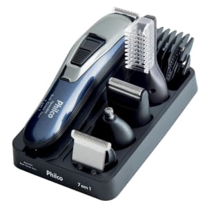 Aparador de Pelos Philco Body Groom Aqua 7 em 1 À Prova D'água Sem Fio Prata/Azul - Bivolt