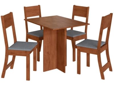 Mesa de Jantar 4 Cadeiras Retangular Tecido Preto Indekes Talita - Conjunto Sala de Jantar - Magazine OfertaespertaLogo LuLogo Magalu