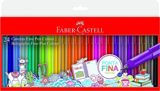 Caneta Ponta Fina Faber-Castell Fine Pen FPB/ES24ZF 24 Cores Multicor