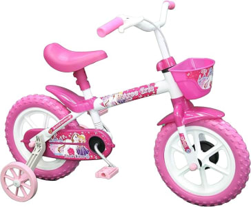 Bicicleta Arco Iris Infantil Aro 12 Branco e Rosa com Cestinha, Track Bikes