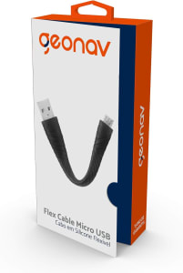 Geonav Cabo Em Silicone Flexível 12cm, Micro USB, Sugerido Para Utilização Com O Powerbank/carregador Portátil, MI012B, Preto