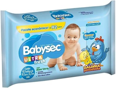 2 Pacotes - Lenço Umedecido Babysec Galinha Pintadinha 92 Unidades (Total 184 Unidades)