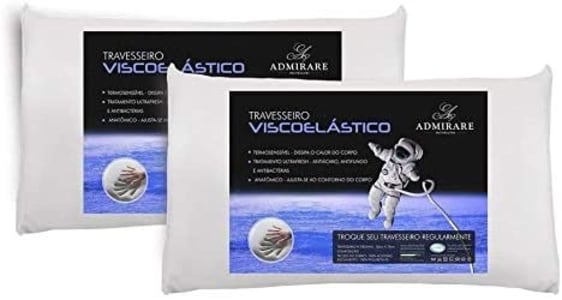 Kit 2 Travesseiros Antialergico Viscoelastico Nasa - Admirare