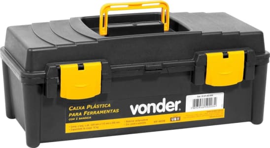 Vonder Caixa Plástica para Ferramentas - Preta e amarela com 1 Bandeja Vd 4038