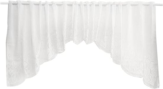 Cortina Cascata de Renda para Cozinha Branca Clássica Tulipinhas 3,00m x 1,00m Interlar