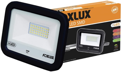 Refletor de LED Foxlux – 20 W – 6500 K – Luz Branca – Bivolt – Proteção IP65