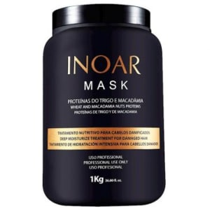 Máscara de Tratamento Capilar Inoar Mask 1Kg - Proteínas do Trigo e Macadâmia, Cabelos Reestruturados em Tempo Real