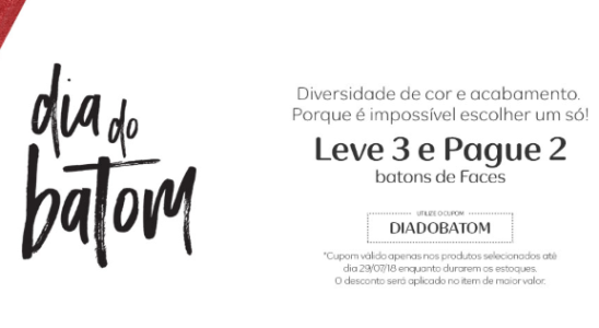  Dia do Batom Natura - Leve 3 Pague 2 + CUPOM de 10% de desconto!