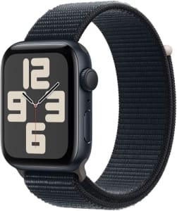 Apple Watch SE GPS Caixa meia-noite de alumínio 44 mm Pulseira esportiva meia-noite P/M