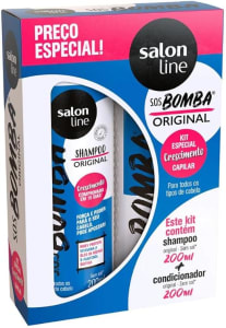 Salon Line, Kit Shampoo e Condicionador, SOS Bomba, Crescimento Capilar, Combate a Queda - Todos os Tipos de Cabelos, 200 ml cada