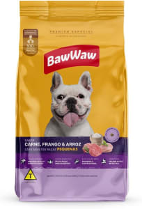 BAW WAW Ração Baw Waw Para Cães Adultos Raças Pequenas Sabor Carne Frango E Arroz - 10.1Kg