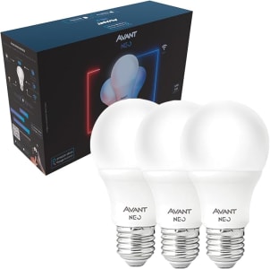 Kit Com 3 Lâmpadas Inteligentes LED Smart Wi-Fi Bulbo Pera NEO 10W Luz Dimerizável Amarela-Branca Base E27 Bivolt Avant