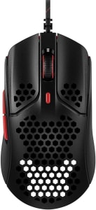 HyperX Pulsefire Haste – Mouse Gamer – Ultraleve, 59 g, Honeycomb Shell, Hex Design, Hyperflex Cabo USB, Até 16000 DPI, 6 botões programáveis – Preto/Vermelho