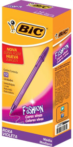 Caneta, BIC, Cristal Fashion, 929813, Roxa, 12 Unidades