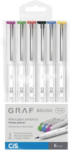 Marcador Artístico Ponta Pincel, CiS, Graf Brush Fine, 59.9500, 6 Cores