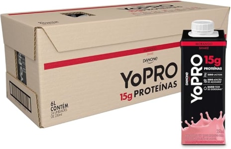 Pack YoPRO Bebida Láctea UHT Morango 15g de Proteínas 250ml -24 Unidades