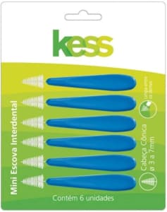 Mini Escova Interdental Cilíndrica Extrafina, Kess, 3 Mm Com 6