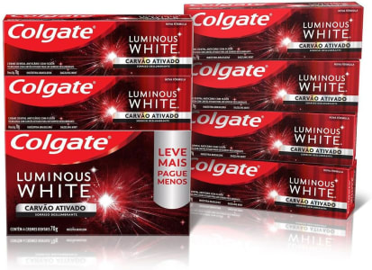 Creme Dental Clareador Colgate Luminous White Carvão Ativado 70g 4 Unidades