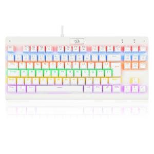 Teclado Mecânico Gamer Redragon Dark Avanger, Rainbow, Switch Red, ABNT2, Branco Lunar White - K568W-R (PT-RED)