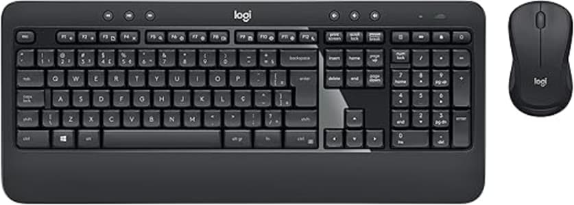 Combo Teclado e Mouse sem fio Logitech MK540 com Teclado com Apoio para as Mãos, Teclas de Mídia de Fácil Acesso, Mouse Ambidestro, Conexão USB, Pilhas Inclusas e Layout ABNT2