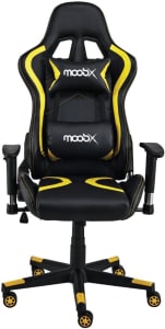 Cadeira Gamer Reclinável Moob Thunder Com Almofadas para Lombar e Pescoço (Preto/Amarelo)