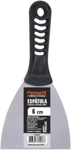 Espátula de Aço Cabo Plástico Famastil – 6 cm – Lisa – Aço encruado 1020 – Cabo ergonômico – Raspagem de tinta e cimento – Aplicação de massa corrida,