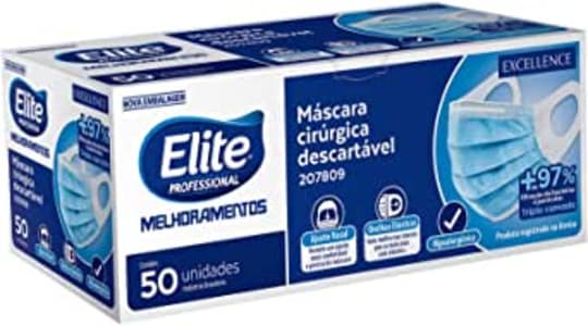 Máscaras Cirúrgicas Descartáveis Elite Pack com 50 unidades