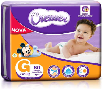 Fralda Cremer Disney G - 60 Unidades