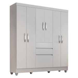 Guarda Roupa Casal Lia 6 Portas Branco