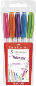 Caneta Trilux Cartela com 5 Cores Faber-Castell - 032/ESC