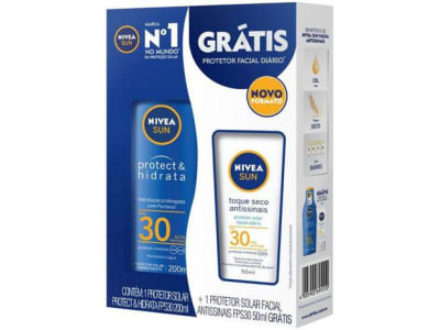 Protetor Solar Corporal Nivea FPS Sun Protect & - Hidrata 200ml c/ Protetor Solar Facial FPS 30 50ml - Magazine Ofertaesperta