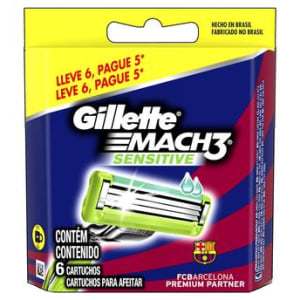 Carga de Barbear Gillette Mach3 Sensitive Barcelona 6 Unidades