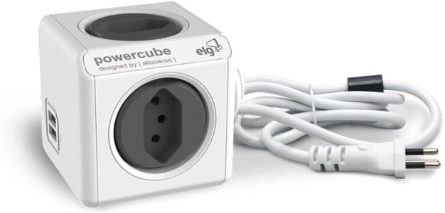 Multiplicador 4 Tomadas Bivolt + 2 USB 2.4A com Cabo 1,5m - PowerCube