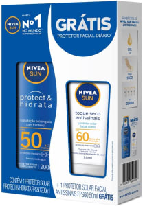  NIVEA SUN Kit Protetor Solar Protect & Hidrata FPS50 200ml + NIVEA SUN Facial FPS60 50gr, Nivea 