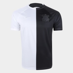 Camiseta Corinthians Pré Jogo 23/24 Nike Masculina - Preto+Branco