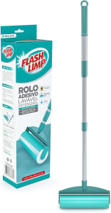 Rolo Adesivo Lavável com Cabo Extensível remove poeira pelos e fiapos FLP7672 - Flash Limp