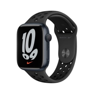 Apple Watch Nike Series 7 GPS, 45mm caixa Meia-noite de alumínio Pulseira esportiva Nike cinza-carvão/preta