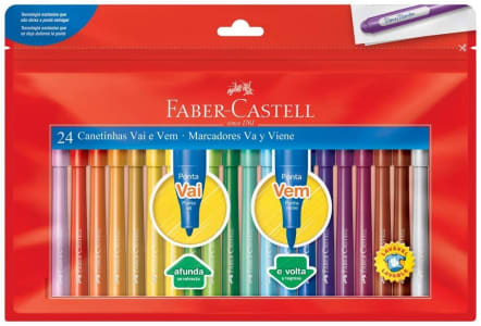  Canetinha Ponta Vai e Vem 24 Cores, Faber-Castell 