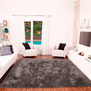 Tapete para Sala Shaggy Requinte Casa Dona 100x150cm Cinza