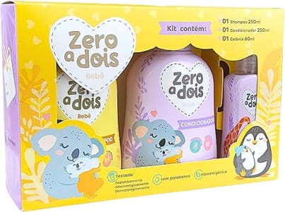 Zero a dois, Kit de higiene infantil - Shampoo 250ml / Condicionador 250ml / Colônia 60ml