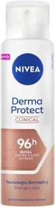 NIVEA Desodorante Antitranspirante Aerossol Derma Protect Clinical 150ml - Alta proteção de 96 horas contra o suor excessivo e o mau odor, garantindo axilas macias e sem irritação