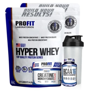 Combo 2 Hyper Whey Protein Isolado Nutri Conc 900g + Creatina + Bcaa + Coqueteleira Profit