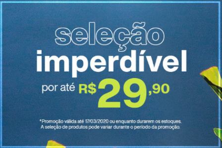 Seleção de produtos com o valor máximo de R$29,90