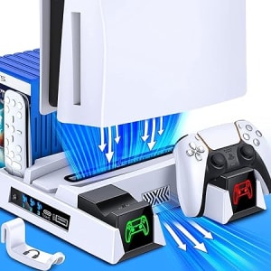 Suporte TwiHill para PS5 com Estação de Carregamento de Controlador e Estação de Refrigeração para Playstation 5 Console Edição Digital e Versão de Di
