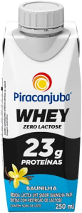 3 Unidades - Whey Zero Lactose Sabor Baunilha Piracanjuba 250ml