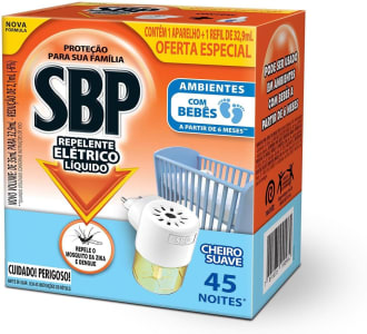 2 Unidades — Repelente Elétrico Líquido SBP 45 Noites com 1 Aparelho + 1 Refil de 35ml