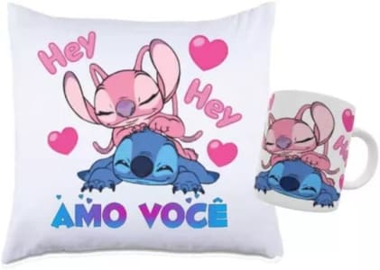 Surpreenda seu amor no Dia dos Namorados com o combo caneca + Almofada Lilo Stitch Namorados