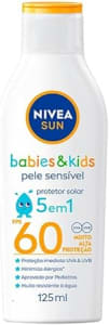 NIVEA SUN Protetor Solar Kids & Babies Pele Sensível FPS 60 125ml - Infantil, muito alta proteção UVA/UVB, minimiza o surgimento de alergias, muito resistente à água com proteção imediata, para a pele delicada das crianças