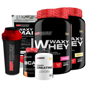 Kit 2x Waxy Whey 900g + BCAA 100g + Power Creatine 100g + Waxy Maize 800g + Coqueteleira  Bodybuilders - Magazine Ofertaesperta